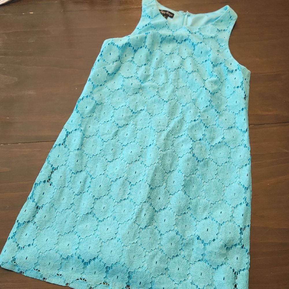 Maggy Boutique Sleeveless Blue Lace Dress Sz 10